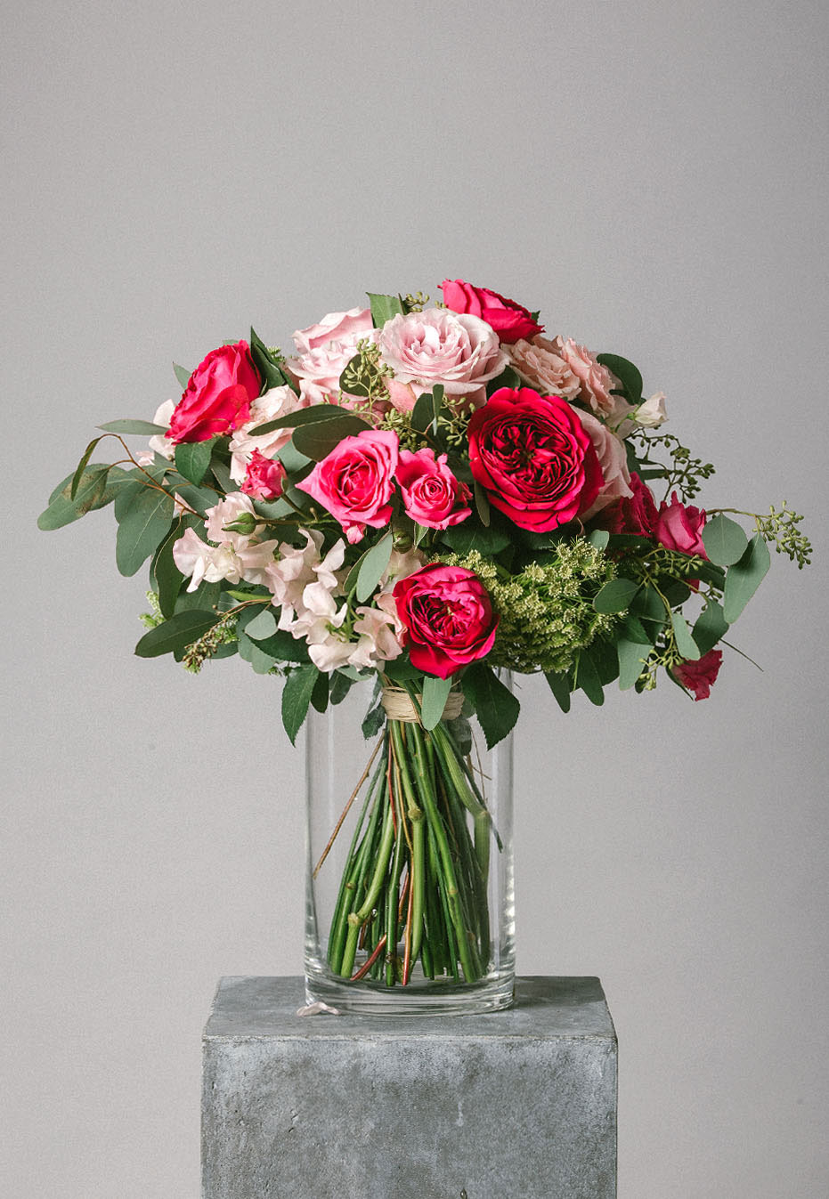 flower bouquet of garden rose and sweet pea by flannel flowers